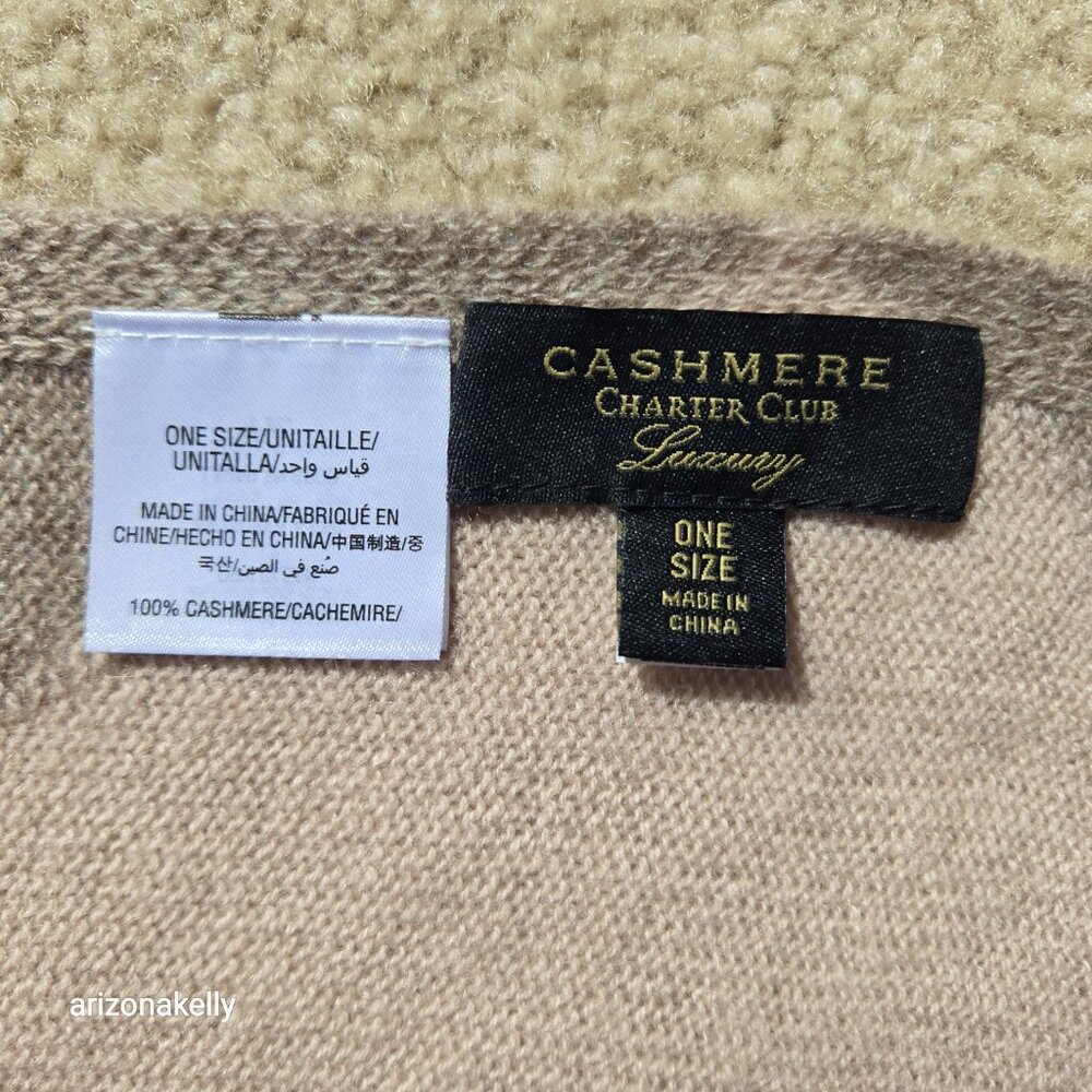 NWOT Cashmere Scarf Diamond Argyle Wrap Charter Club - Picture 4 of 12